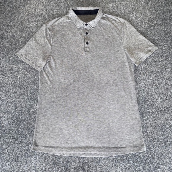 Lululemon Polo Shirt Mens Small Gray Short Sleeve Athletic Casual Performance - Picture 1 of 7
